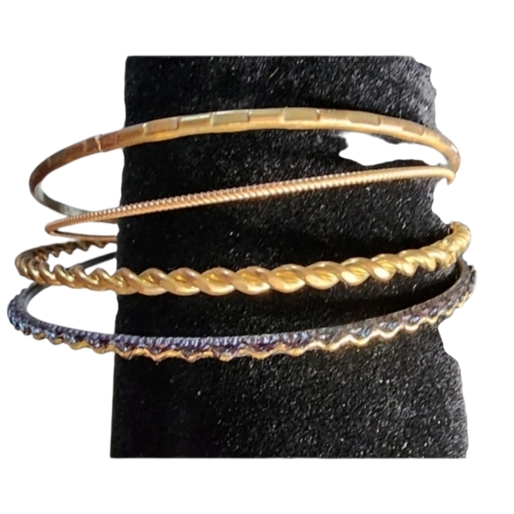 Goldtone Intricate Bangle Bracelet Set